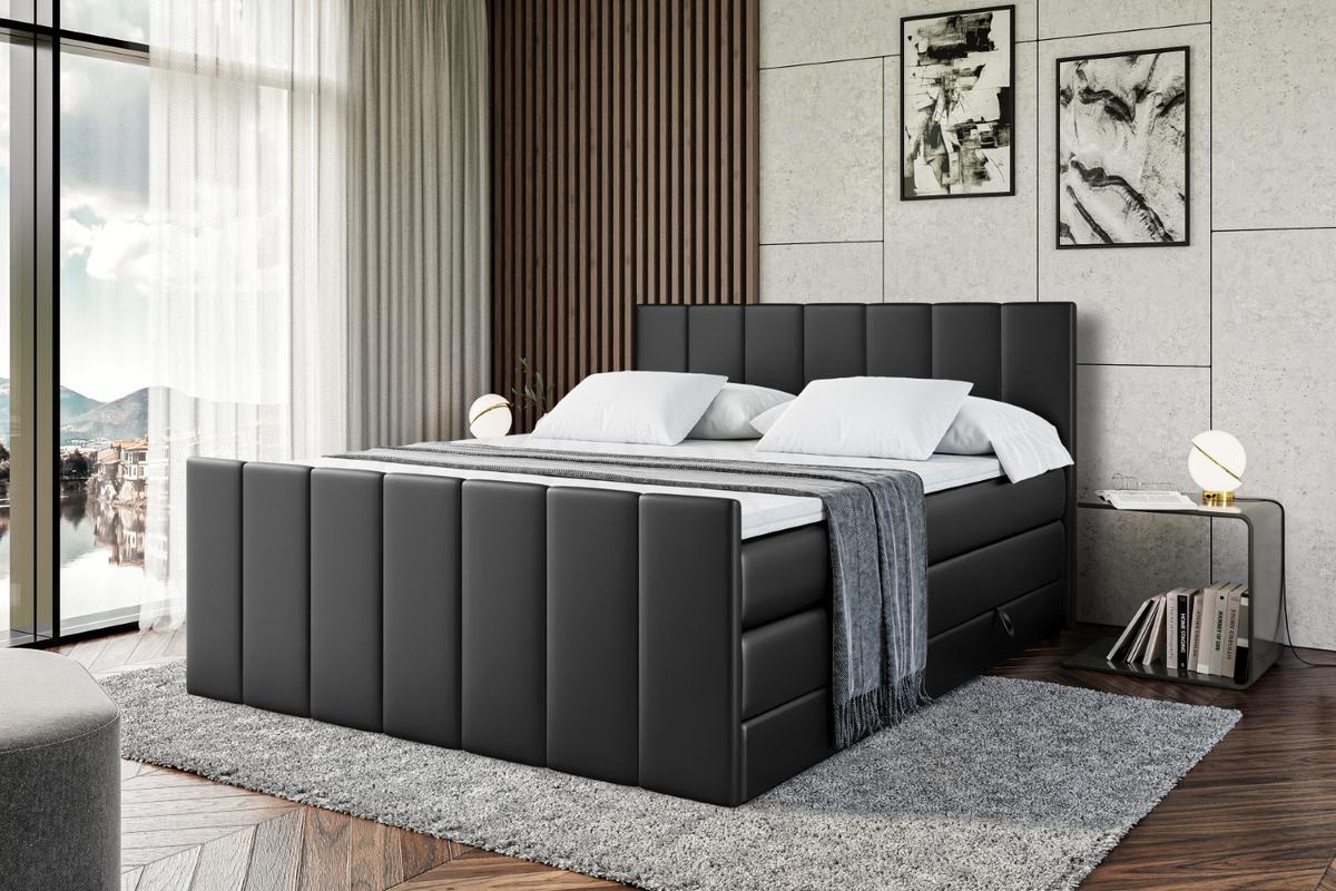 BOXSPRINGBETT MOETI-Z KING - 140x200 - H3/H4 - Schwarz Hochglanz - Schwarz Hochglanz, Holzwerkstoff (140/200cm) - ALTDECOR