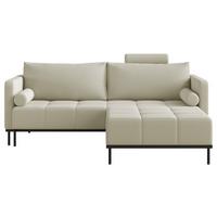 SCHLAFSOFA Skilia mit Schlaffunktion, 3-Sitzer 224 cm - Ecru/Schwarz, Textil/Metall (224/85/102cm) - Selsey