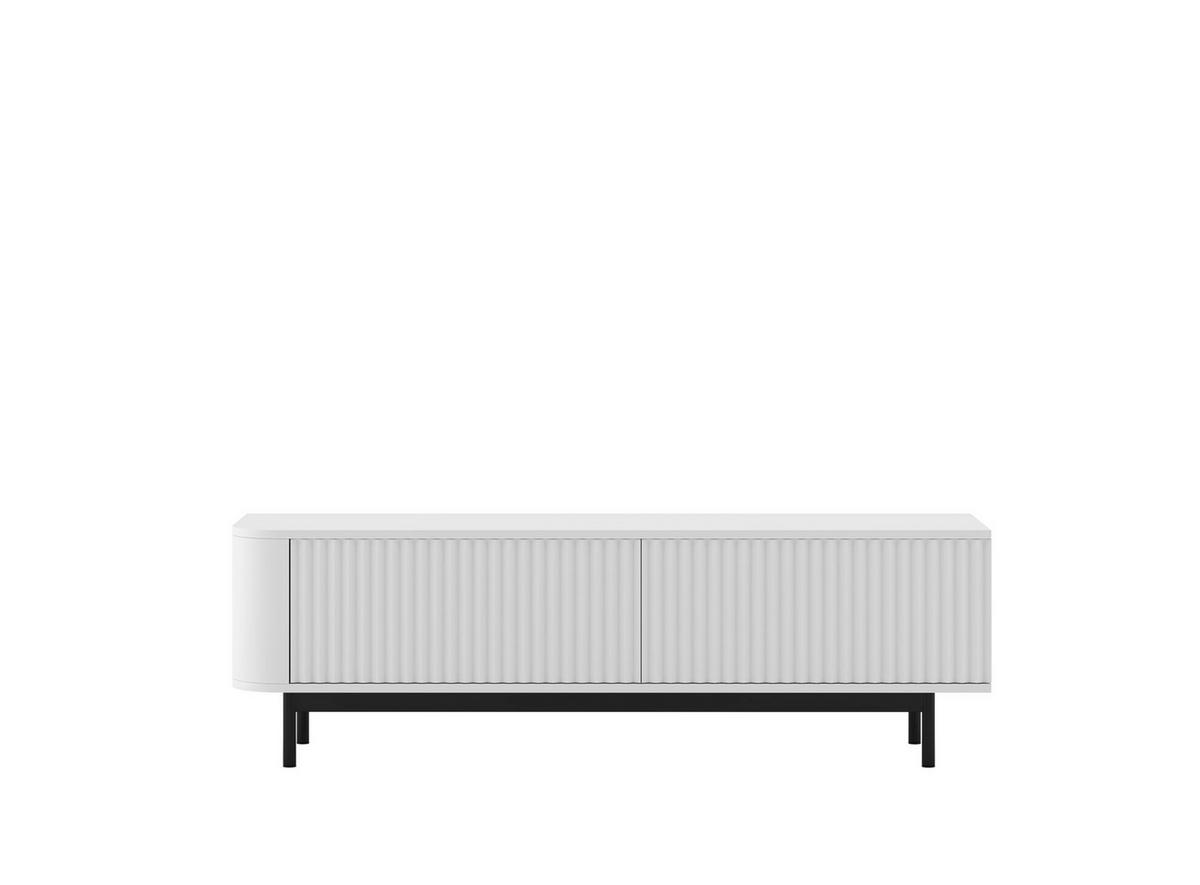 TV-LOWBOARD Aurora Weiß matt 140 cm mit Metallrahmen - Schwarz/Weiß, Holzwerkstoff/Metall (140/44/35cm) - Meble Lindner