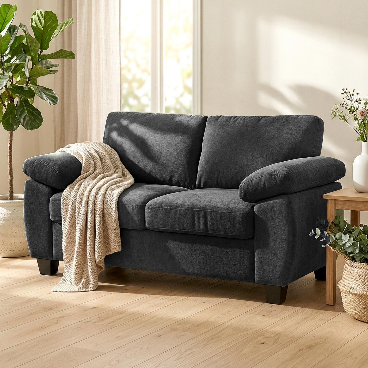SOFA 2-Sitzer Chenille Dunkelgrau - Dunkelgrau, Holzwerkstoff/Kunststoff (77/81/156cm) - HOMCOM