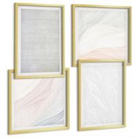 BILDER SET 4er Set - 50x50 cm & 40x60 cm Goldrahmen - Leuchtende Strukturen, Sandmuster - Goldfarben, Kunststoff (50/50cm) - TULUP