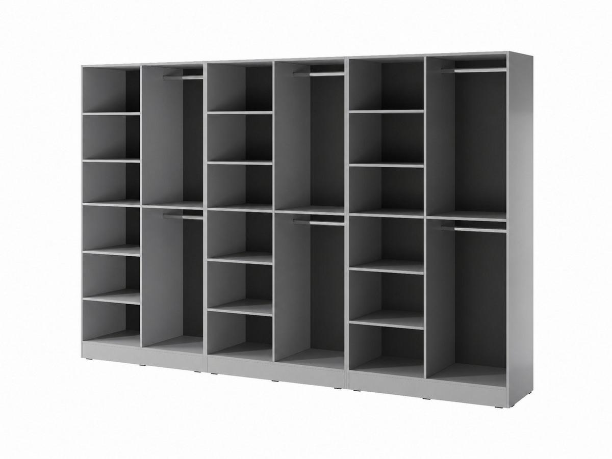 DREHTÜRENSCHRANK ATELIO 303/200/51 cm Modern Kleiderschrank 6-türig Grau - Grau, Holzwerkstoff (303/200/51cm) - MASSENO