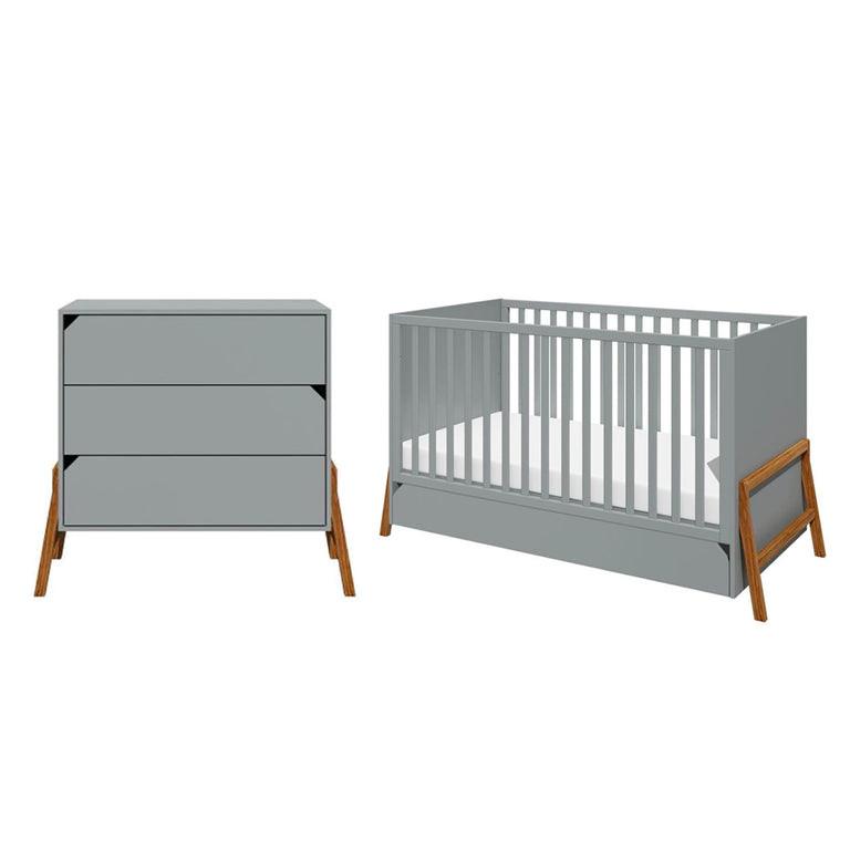 BABYZIMMER 2-teilig Grau - Grau, Holzwerkstoff (161/90/75cm) - Petits-meubles