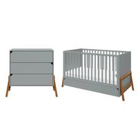 BABYZIMMER 2-teilig Grau - Grau, Holzwerkstoff (161/90/75cm) - Petits-meubles