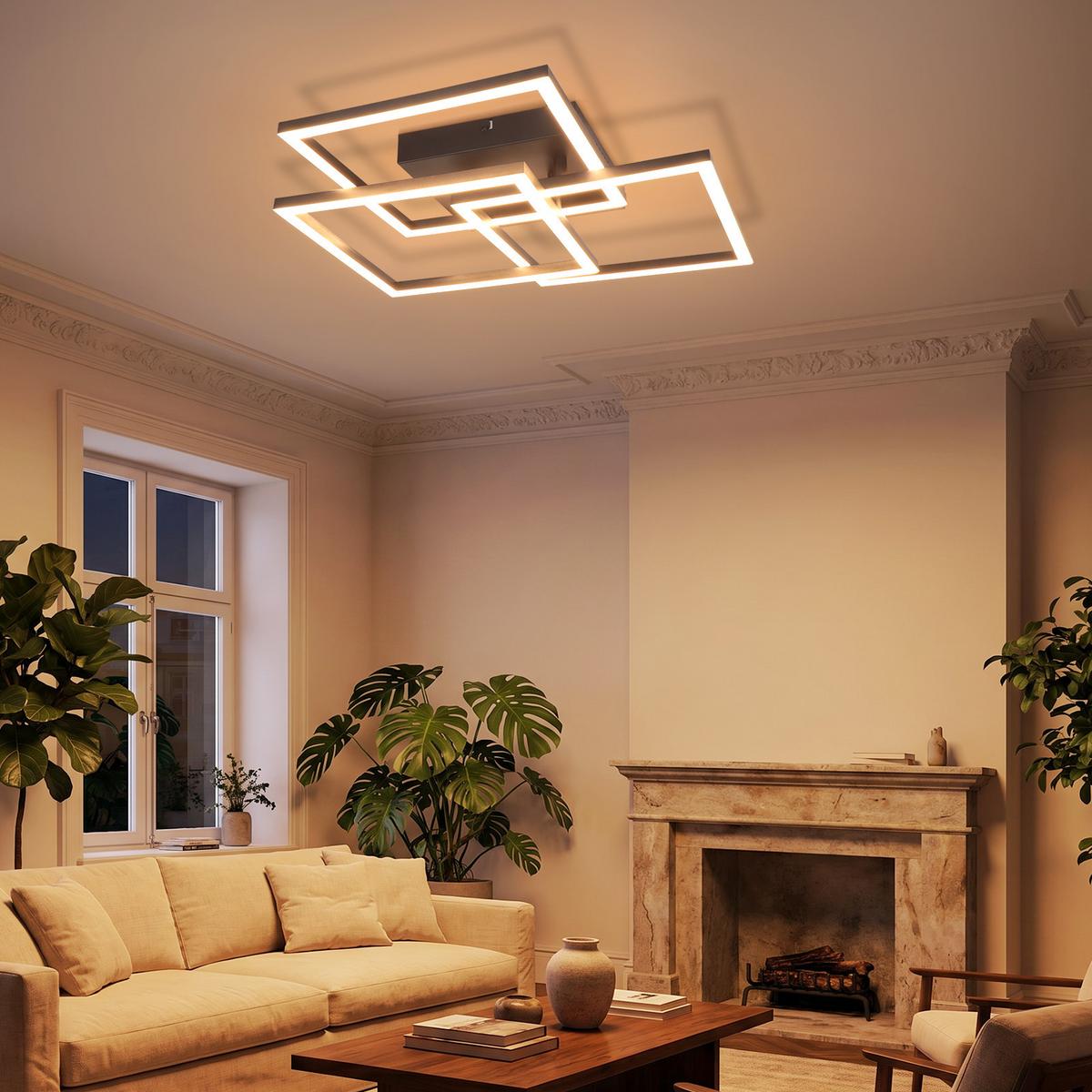 LED DECKENLEUCHTE Lysven 40/40/8.7 cm - Schwarz, Kunststoff (40/40/8.7cm) - ZMH