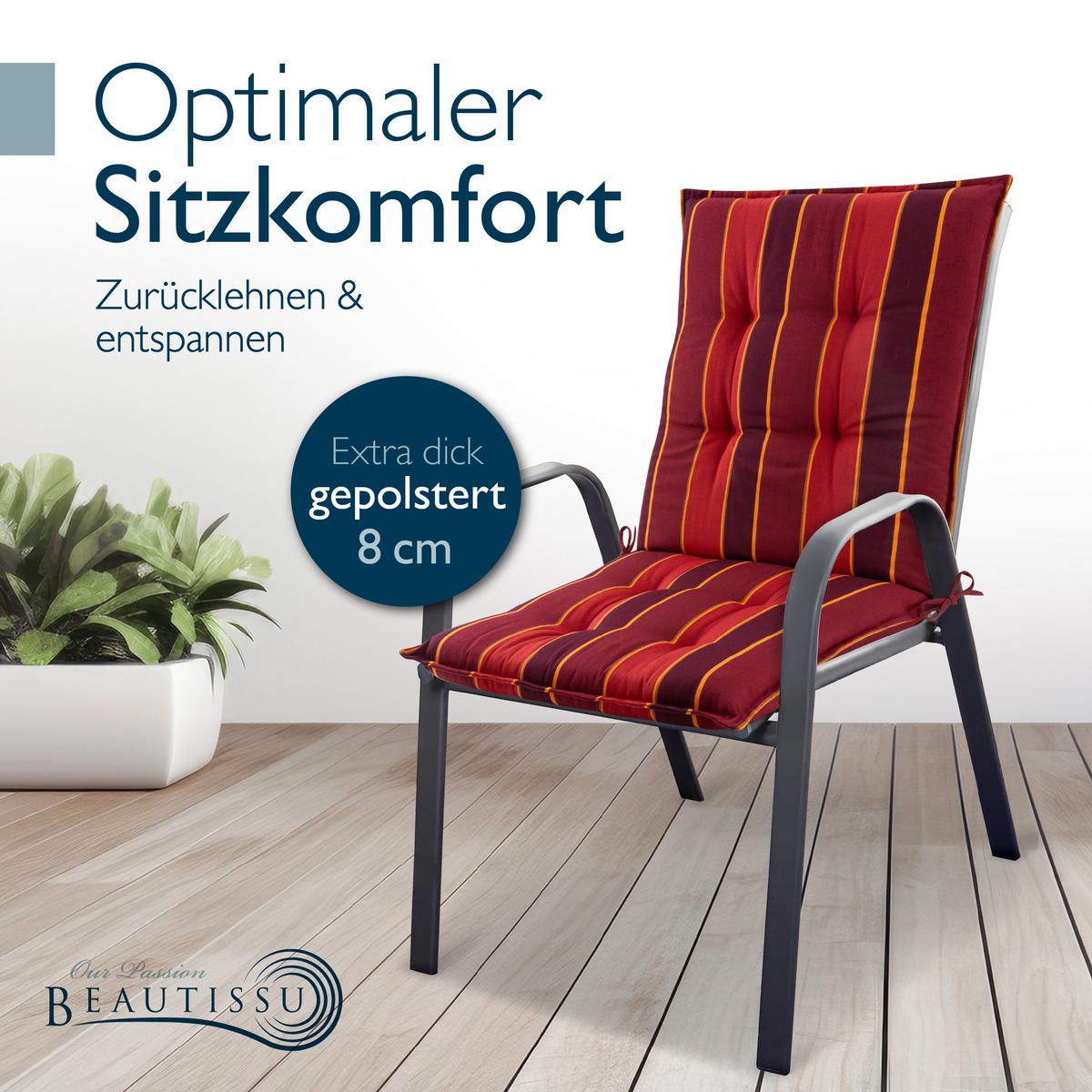 NIEDERLEHNER Sun-NL 105x50x8cm Rot-Gestreift (3tlg) - Rot, Textil (50/100cm) - Beautissu 