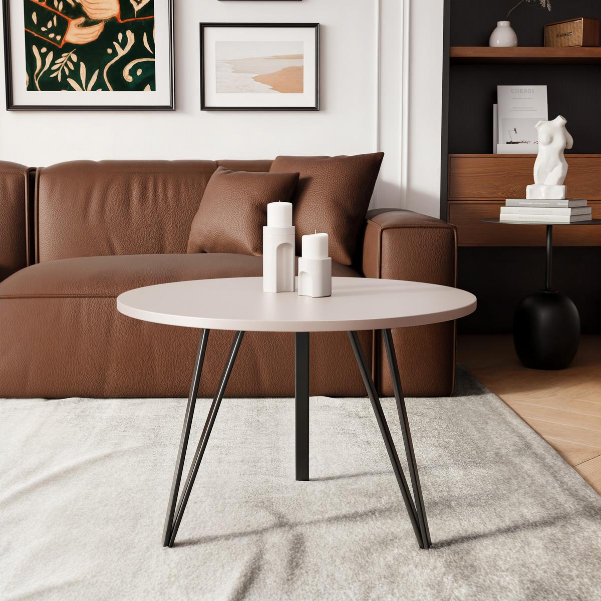 COUCHTISCH RIO mit kaschmirfarbener Tischplatte - Kaschmir, Holzwerkstoff (67/67/45cm) - Idohome