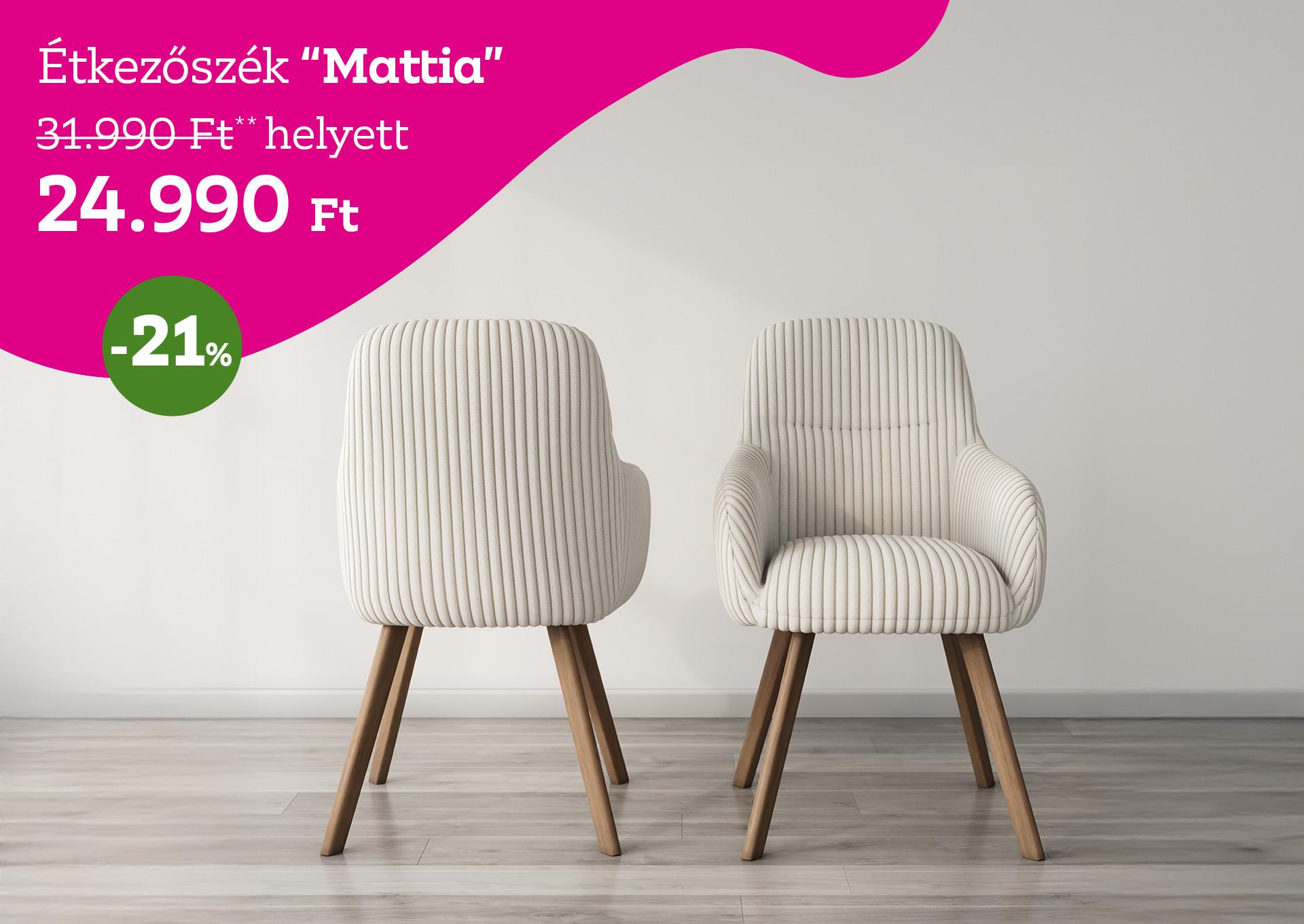 Étkezőszék Mattia 31990 Forint helyett 24990 Forint,  kedvezmény mértéke 21%