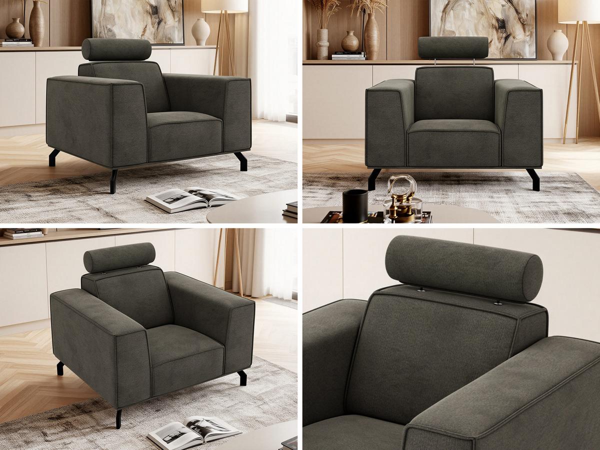 SESSEL VESANO - Dunkelgrau Velvet - Dunkelgrau/Schwarz, Textil/Metall (109/90/95cm) - MKS