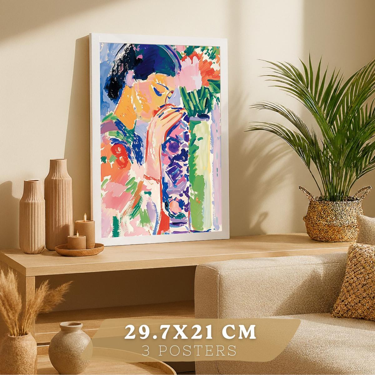 POSTER 3er Bilder-Set Wandbilder Maritim Blau modern Wohnzimmer Deko, Schlafzimmer, Küche, Badezimmer Weißer Rahmen A4 - Weiß, Papier (29.7/1/21cm) - Nacnic