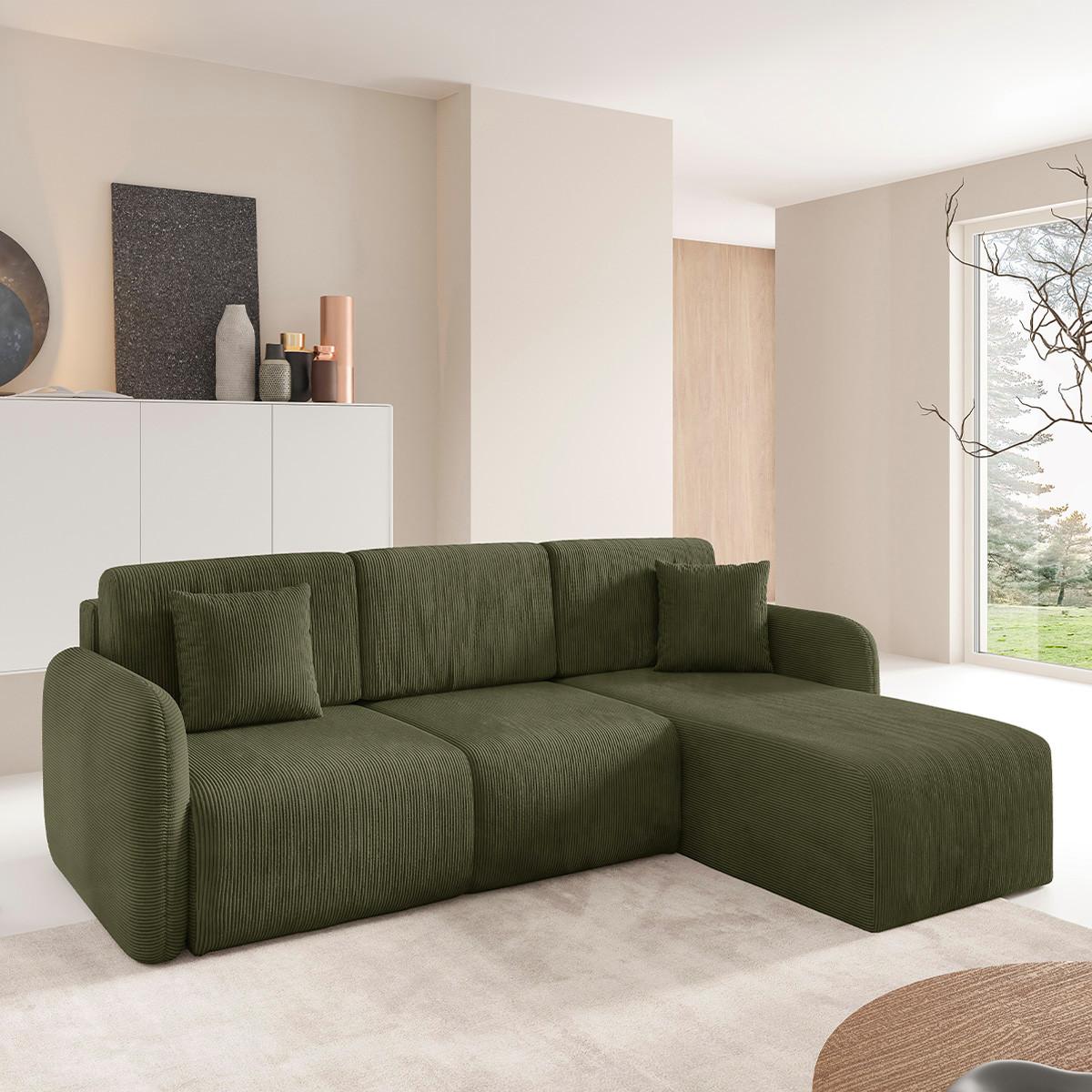 ECKSOFA Dora 3 Sitzplätze Grün - Grün, Holz (245/185cm) - Petits-meubles