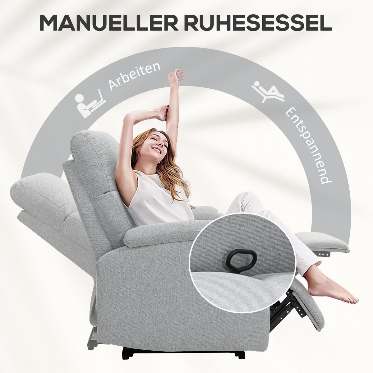 RELAXSESSEL, mit Liegefunktion, bis 150 kg belastbar, Grau - Grau, Metall (69/103/91.5cm) - HOMCOM