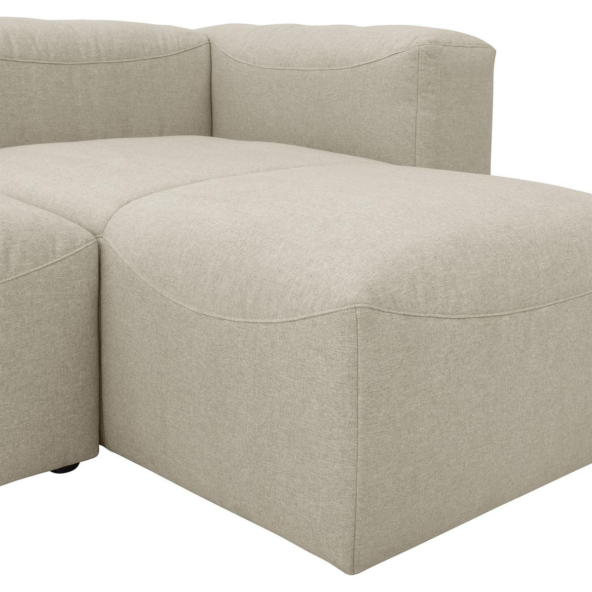 ECKSOFA mit Hocker links Kattrina Flachgewebe creme - Creme, Kunststoff (160/250cm) - 58aufmkessel