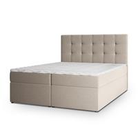BOXBETT PALMA 180x200 cm mit Matratze und Topper, H2+H3 - Beige - Beige, Holz (180/200cm) - MASSENO