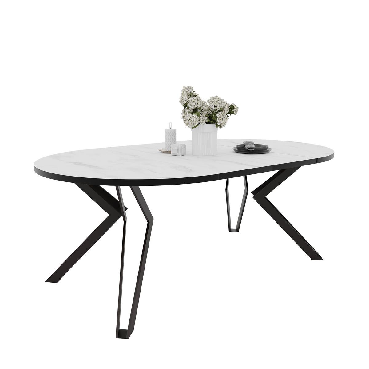 ESSTISCH ausziehbar aus MDF, Weiß - Schwarz/Weiß, Holzwerkstoff (120/120/76cm) - Idohome