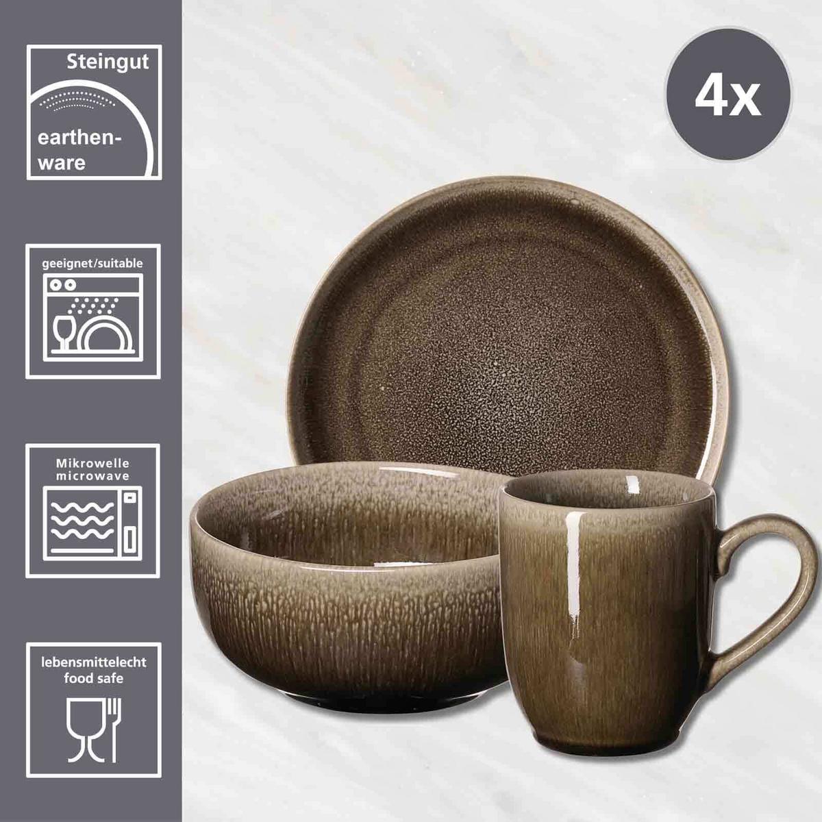 FRÜHSTÜCKSSET Eda braun 12-tlg. - Braun, Keramik (30/34/34cm) - Ritzenhoff Breker