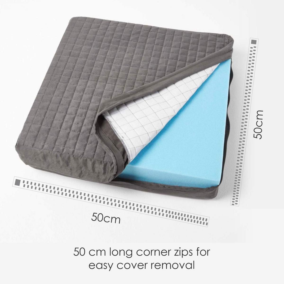 SITZKISSEN-BEZUG grau 50/50/10 – Kissenhülle wattiert, Velours - Grau, Textil (50/50/10cm) - Homescapes