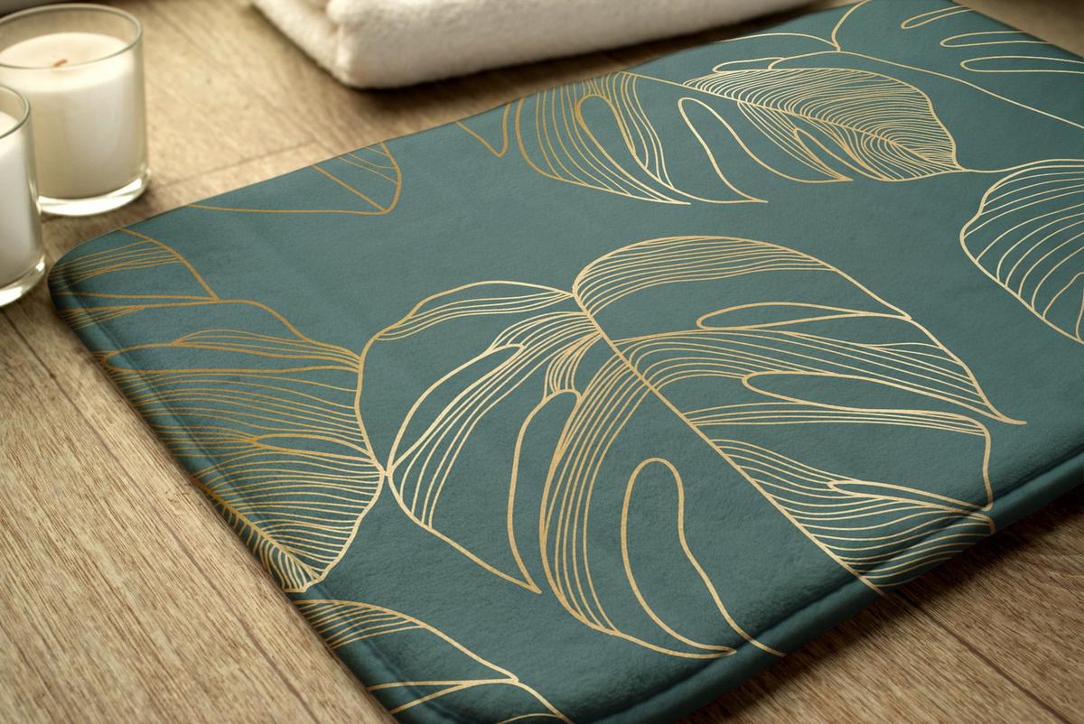 BADTEPPICH 90x60 cm Monstera-Blätter - Grün, Textil (90/60cm) - TULUP