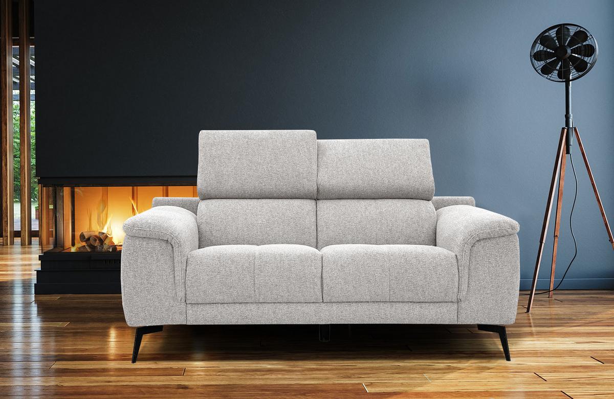 SOFA FIERO 2-Sitzer, hellgrau - Hellgrau/Schwarz, Holzwerkstoff/Textil (170/82/103cm) - Wozimo
