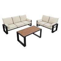 GARTENMÖBEL-SET ELBA: 1x Tisch, 2x Sofa - Beige - Beige, Textil - MKS
