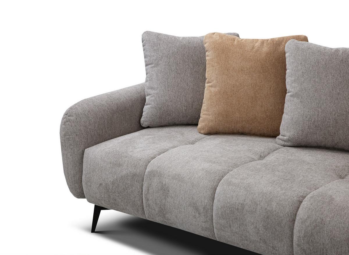 ECKSOFA EVENTO 5-Sitzer, platinfarben - Schwarz/Grau, Holzwerkstoff/Textil (266/206cm) - Wozimo