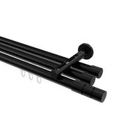 GARDINENSTANGE INNENLAUF Siteno Elanto 320 cm (geteilt in 2 x 160 cm), 3-läufig, 20 mm Ø Schwarz - Schwarz, Metall (320cm) - INTERDECO