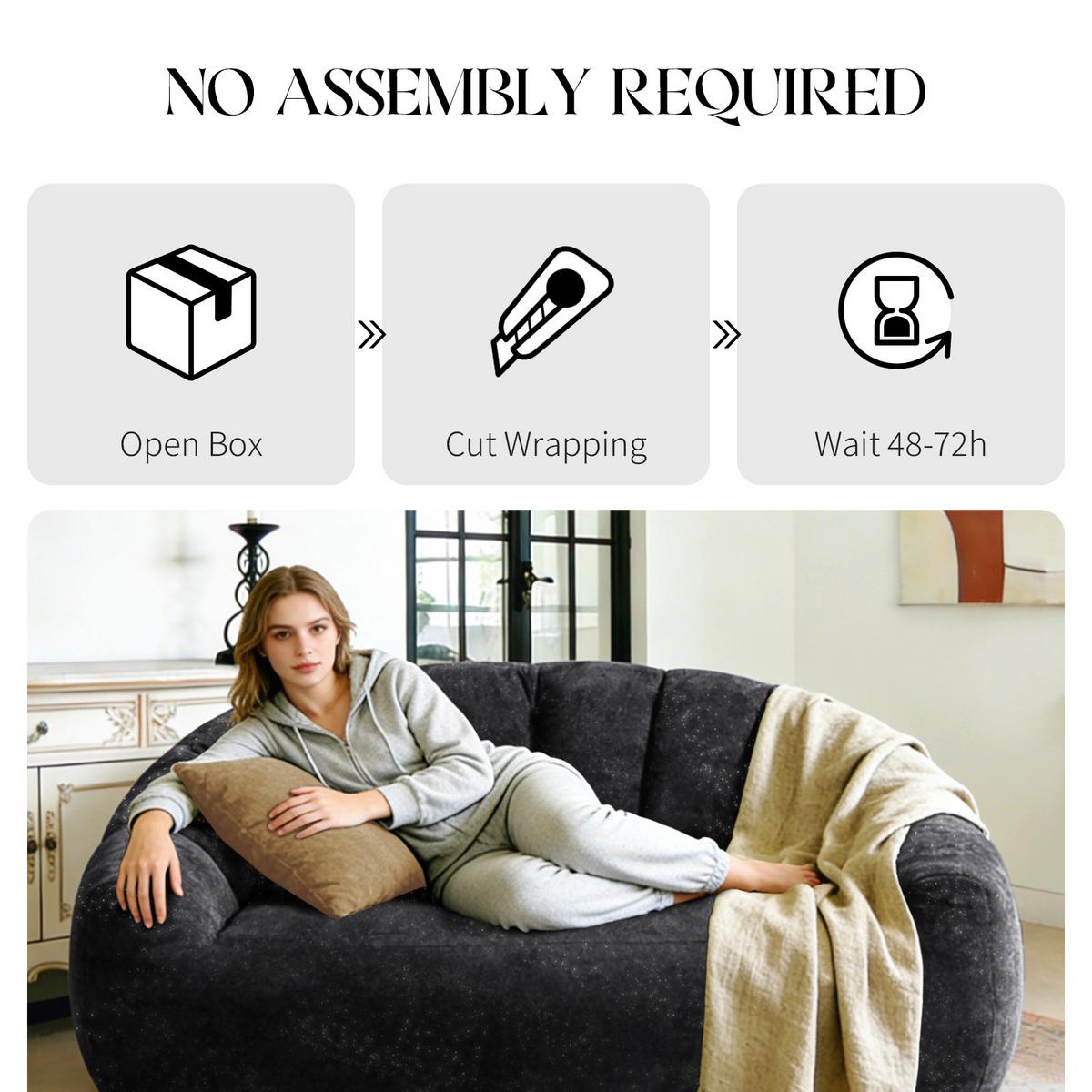 2-SITZER SOFA aus Flanell mit skulpturaler Wellen-Rückenlehne - Schwarz, Textil (140/61/98cm) - Urban Meuble