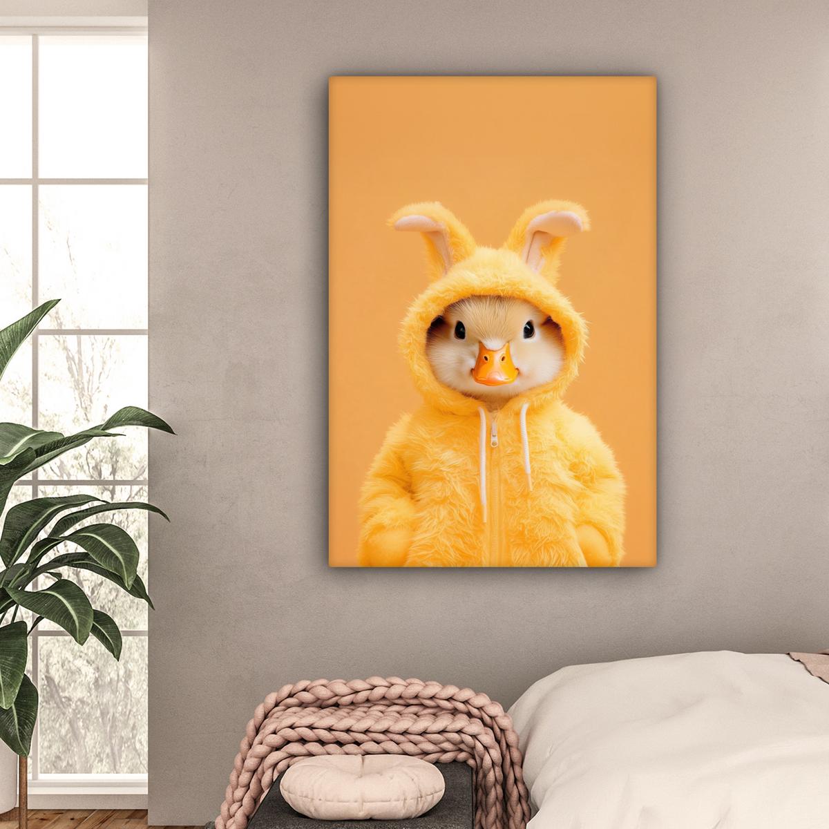 LEINWANDBILD Osterhase - Kostüm - Ente Deko XXL 80x120 cm - Gelb, Textil (80/120cm) - MuchoWow