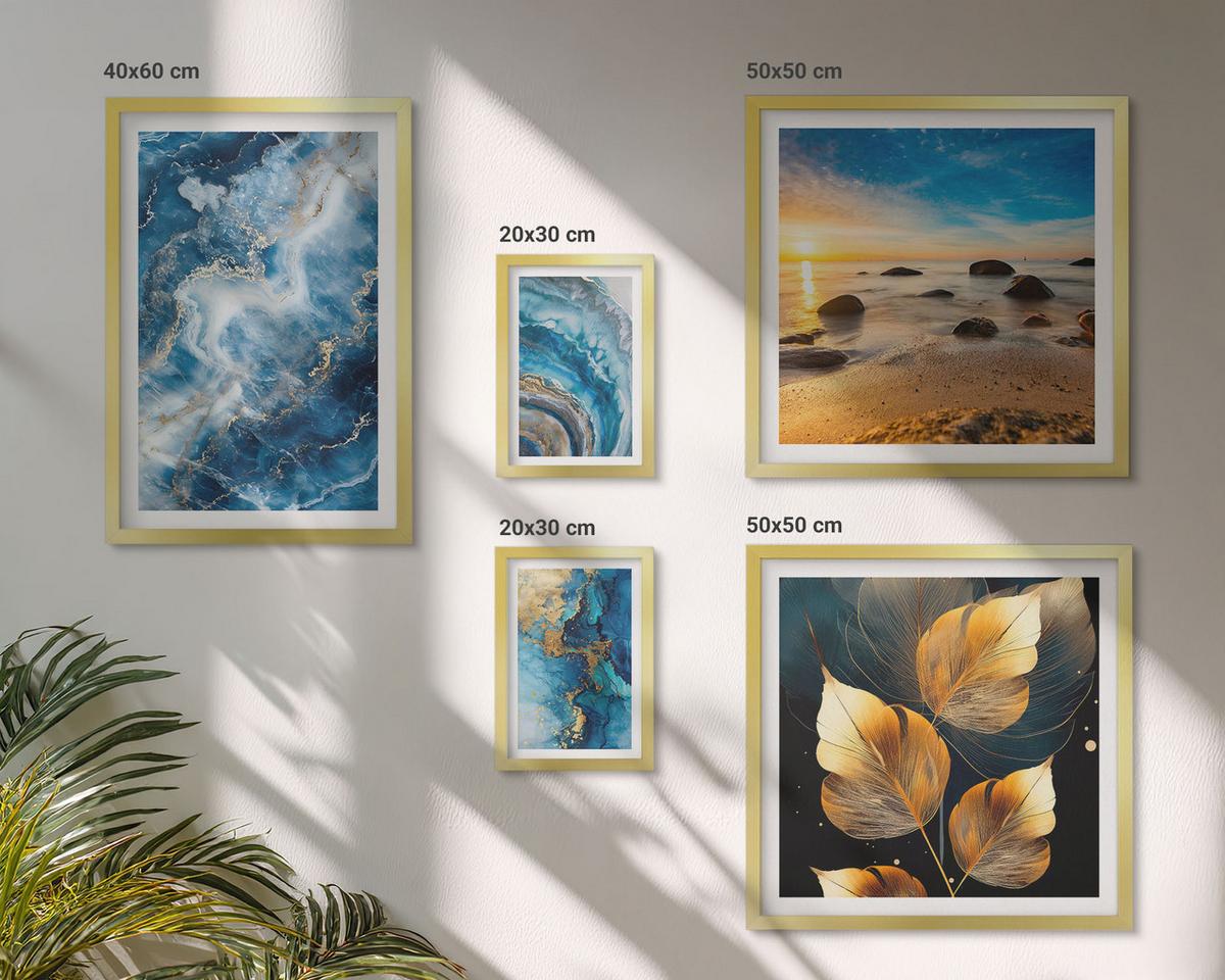 BILDER SET 5er Set - 50x50 cm & 20x30 cm & 40x60 cm Goldrahmen - Porträt einer Frau, Auge, Farben, Emotionen - Goldfarben, Kunststoff (40/60cm) - TULUP