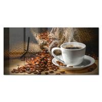 WANDUHR aus Glas 60x30 cm - Kaffee - Braun, Glas (60/30/0.4cm) - TULUP