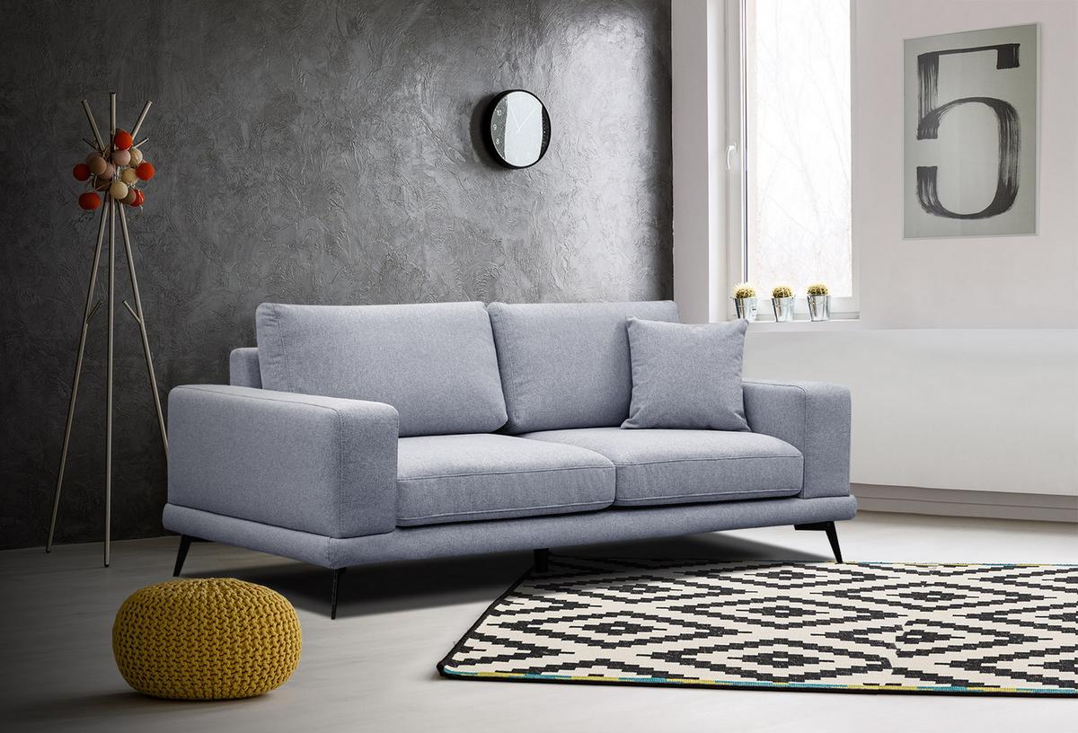 SOFA MEDIOLANE 2,5-Sitzer, hellblau - Hellblau, Holzwerkstoff/Textil (203/87/96cm) - Wozimo