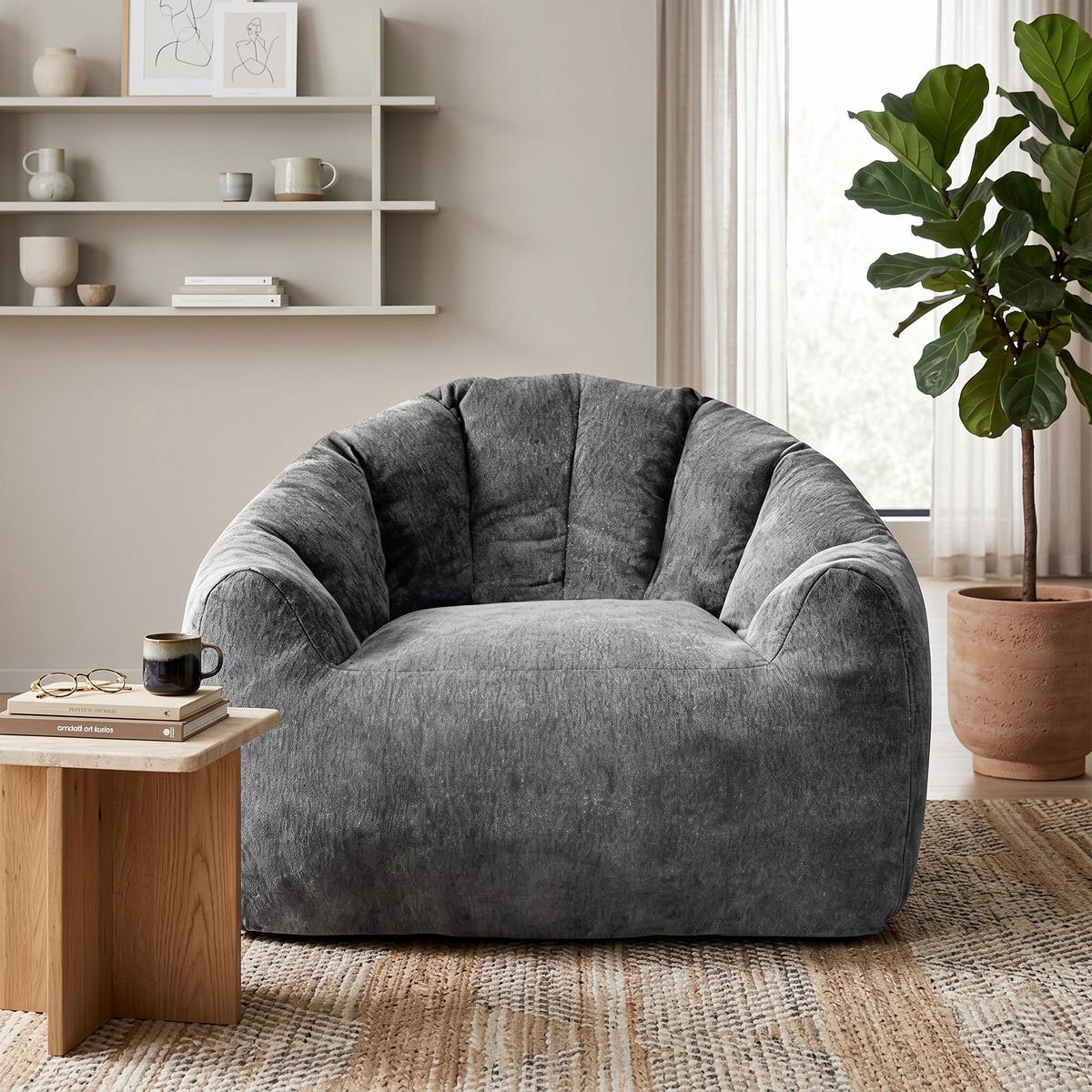 SESSEL aus Flanell mit ergonomischer Bärentatzen-Form - Grau, Textil (86.3/64.7/99cm) - Urban Meuble