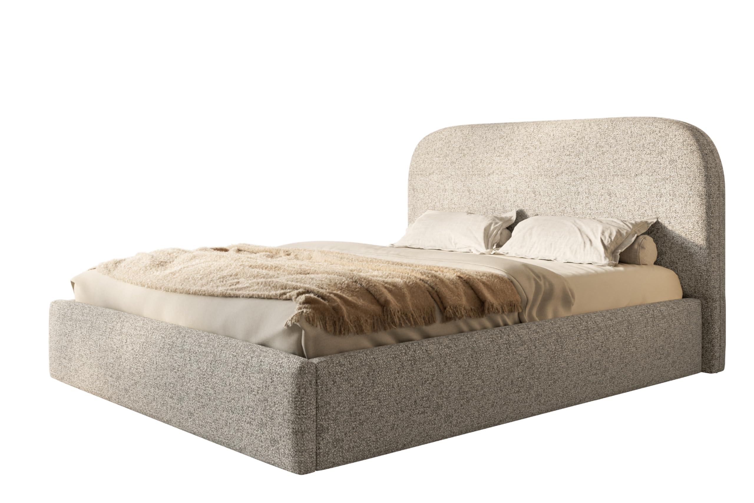 BETT 200x200 - Polsterbett mit Bettkasten und Metallrahmen - Modern Betten - Eleganter Puente-Stoff - Kollektion Verona - Beige Melange - Beige, Holz/Textil (200/200cm) - Alpi-Möbel