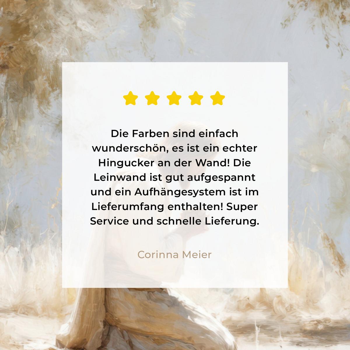 LEINWANDBILD Jesus - Kniend - Waldlandschaft - Betend Wandbild 40x30 cm - Beige/Hellblau, Textil (40/30cm) - MuchoWow