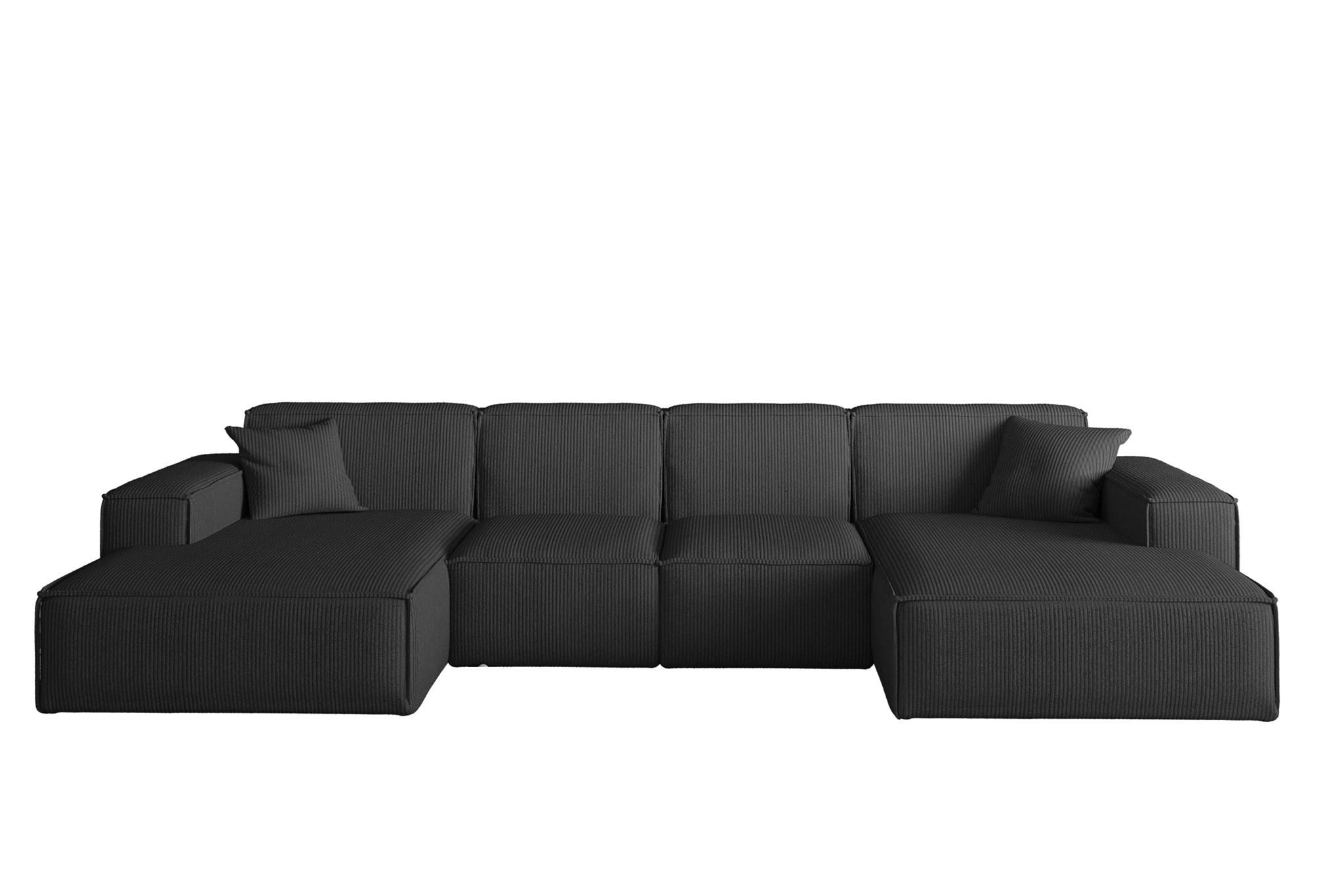 WOHNLANDSCHAFT Celes Premium Xs Scala - Schwarz, Holzwerkstoff/Textil (342/73/165cm) - Fun Möbel