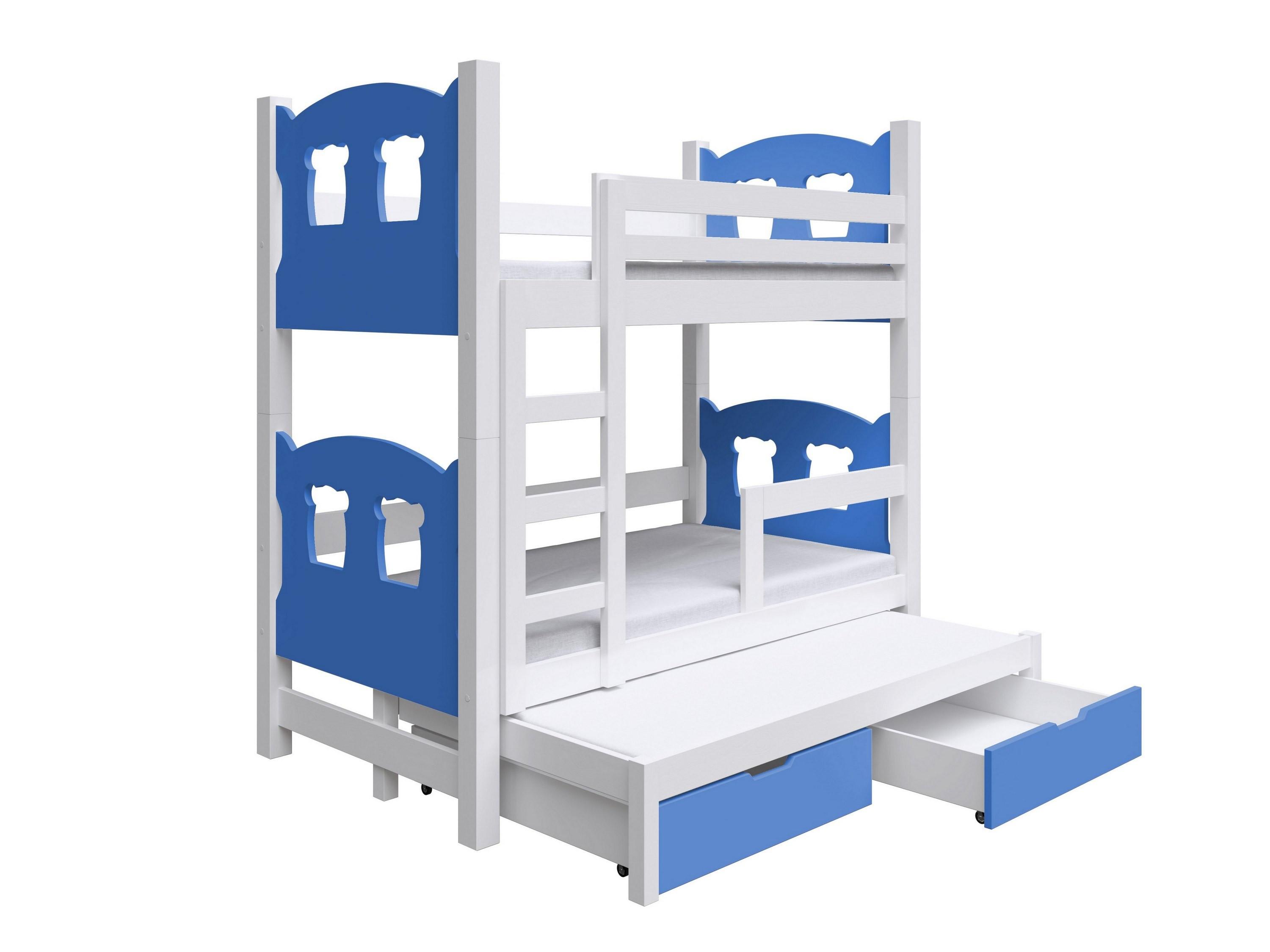 ETAGENBETT LEONE mit Bettkasten 80x180 cm Weiß - Blau/Weiß, Holz (80/180cm) - MASSENO
