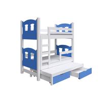 ETAGENBETT LEONE mit Bettkasten 80x180 cm Weiß - Blau/Weiß, Holz (80/180cm) - MASSENO