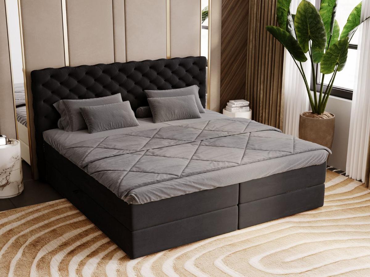 BOXBETT Bergamo 140x200 Schwarz - Schwarz, Holz/Textil (140/200cm) - Graingold