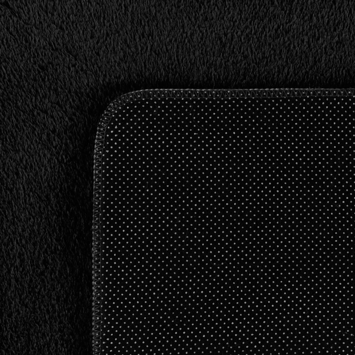 KURZFLORTEPPICH Waschbar ISAR, einfarbig, aus Polyester, Schwarz, Ø 80 cm - Schwarz, Textil (80/80cm) - KADIMA DESIGN