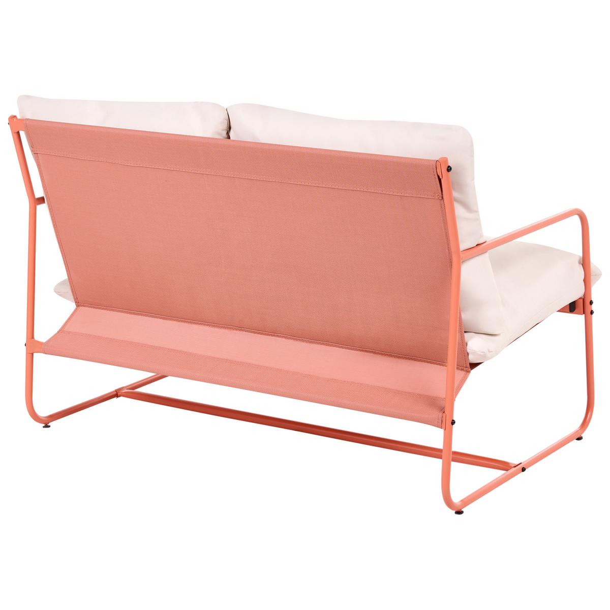 GARTENSOFA Set 4-Sitzer mit Tischen Metall Korallenrot Formello - Koralle/Beige, Metall - Beliani