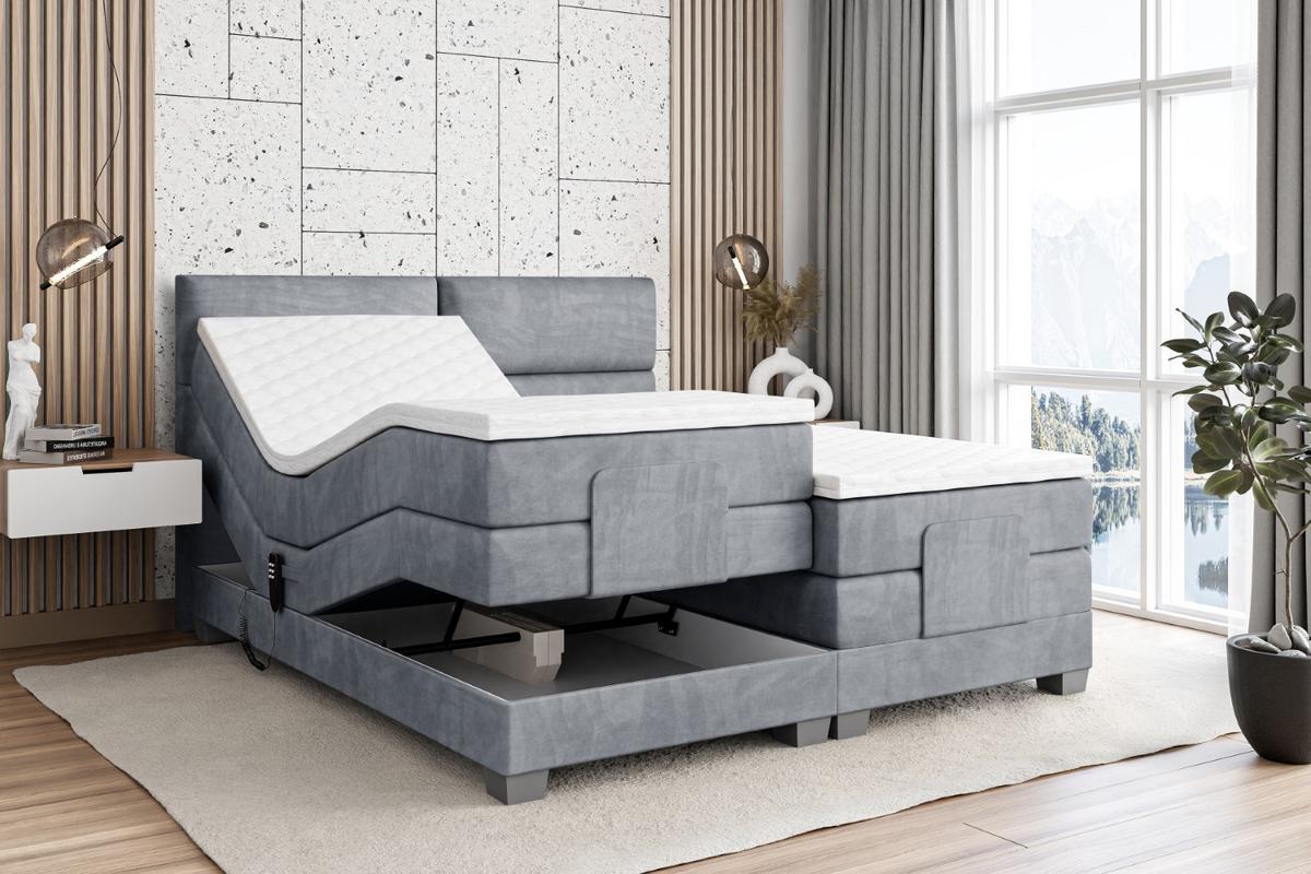 BOXSPRINGBETT elektrisch verstellbar mit 2 Matratzen H4/Taschenfederung MAYA EL 160 x 200 Hellgrau - Hellgrau, Holzwerkstoff (167/200cm) - ALTDECOR