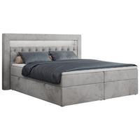BOXBETT GOLD-6 LED 140/200 Hellgrau Velvet - H4 - Hellgrau, Holz/Textil (140/200cm) - MKS