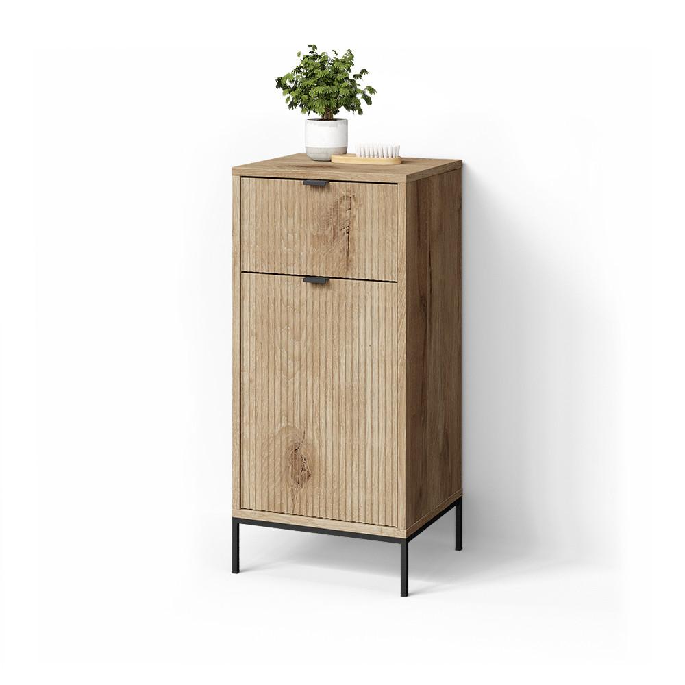 MIDISCHRANK ATERNO Viking Oak 40 x 87 cm mit Tür und Schublade - Eichefarben, Holzwerkstoff (40/87/35cm) - Livinity®