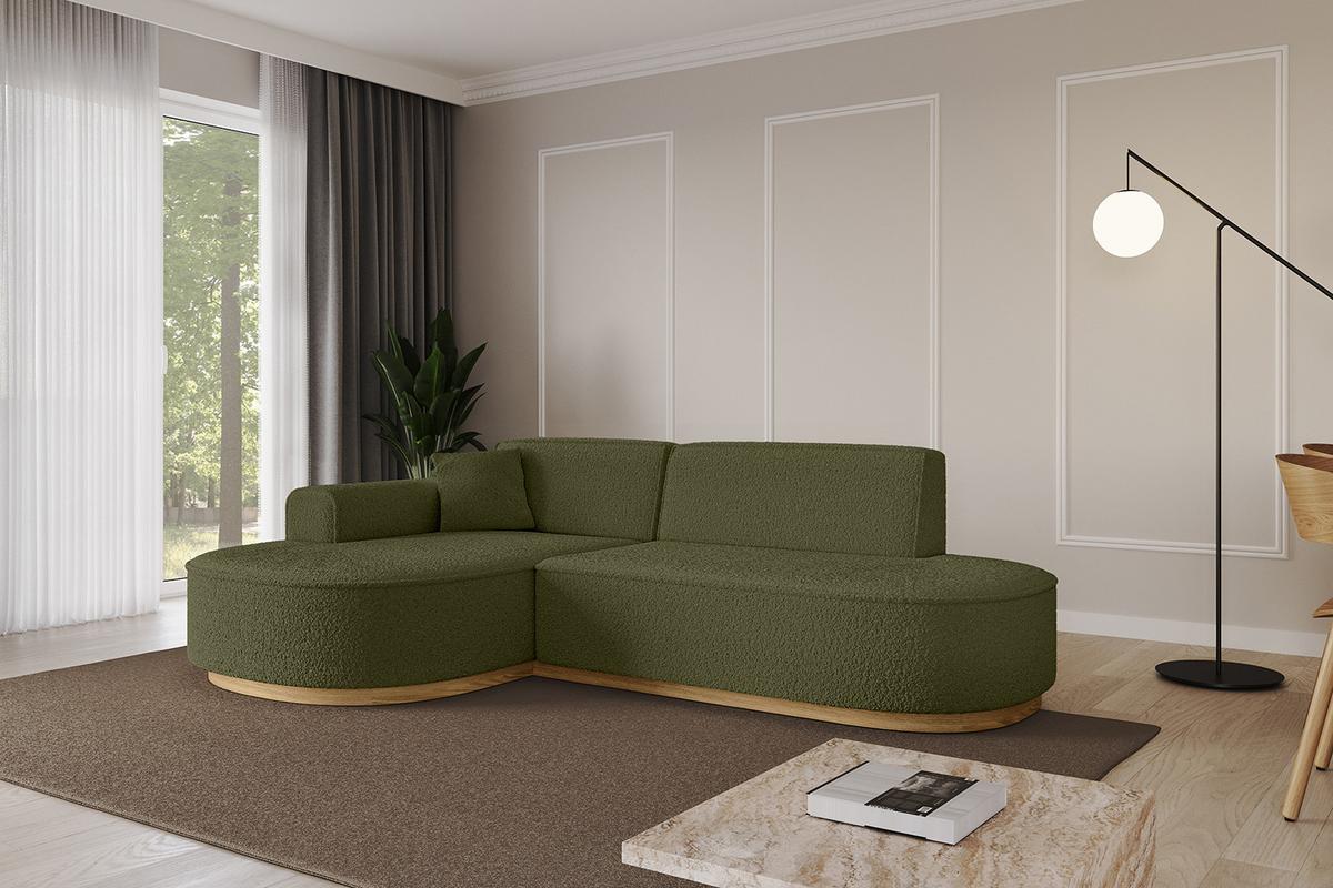 ECKSOFA Ottomane Links MARI-L1-v2 - 243x171x83 cm Grün Bouclé - Grün, Holzwerkstoff/Textil (243/171cm) - ALTDECOR