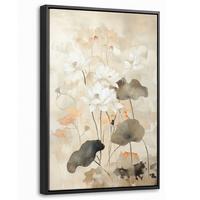 LEINWAND Bilder mit Rahmen - Blumen - Japandi - Wabi sabi - 20x30 - Sandfarben, Textil (20/30cm) - MuchoWow