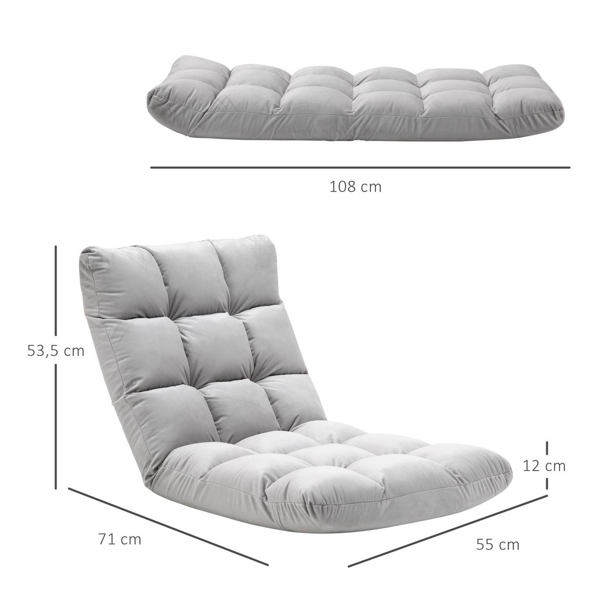 BODENSTUHL Klappbar Bodensessel 13 Positionen Verstellbare Grau Metall - Grau, Metall (71/53.5/55cm) - HOMCOM