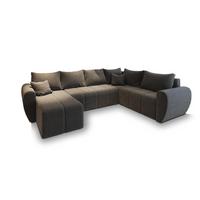 WOHNLANDSCHAFT MADISON XL R-S Grau Dünner Stoff mit Schlaffunktion - Schwarz/Grau, Holz/Kunststoff (303/82/208cm) - MASSENO