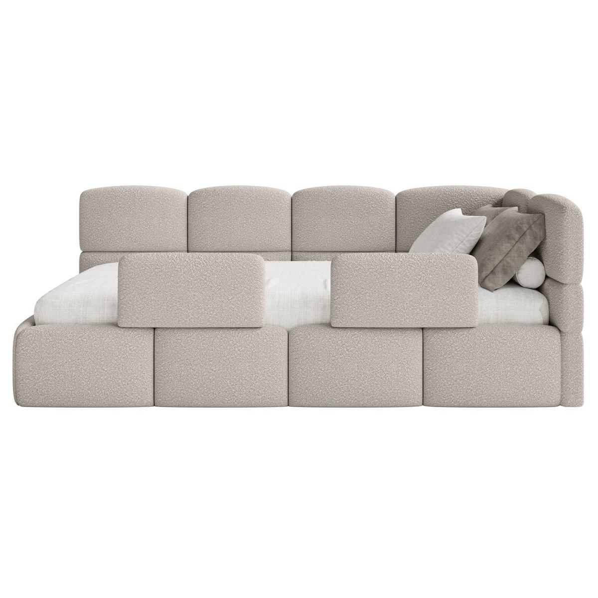 JUGENDBETT Cloudy rechts mit Rausfallschutz Bouclé Greige - Taupe, Kunststoff/Textil (90/200cm) - Selsey