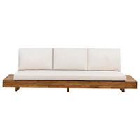 LOUNGESOFA 3-Sitzer Heller Holzfarbton Marettimo - Hellbraun/Weiß, Holz (230/70/68cm) - Beliani