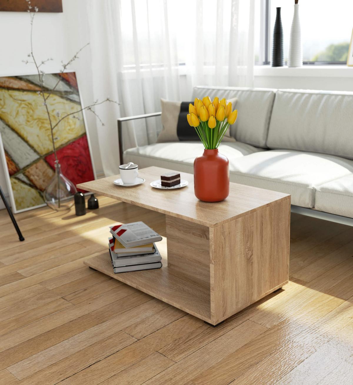 COUCHTISCH Eiche Sonoma 45/90/50 - Sonoma Eiche, Textil (50/90/45cm) - RAUMHIRSCH FURNITURE